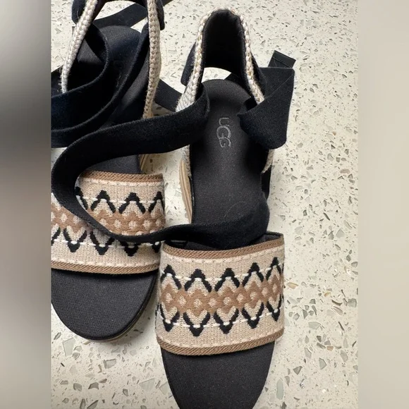 UGG Women's Abbot Ankle-Tie Espadrille Platform Wedge Sandals - Picture 6 of 9